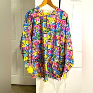 Women's Easter L/S Scrub Jacket/Coat. Size 2XL Snap Up Pockets (READ) Spring
